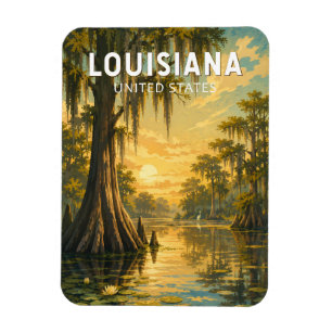Magnet Flexible Louisiane Illustration Voyage Art Rétro
