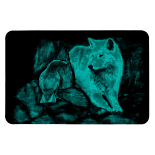 Magnet Flexible Loup et corbeau dans la nuit