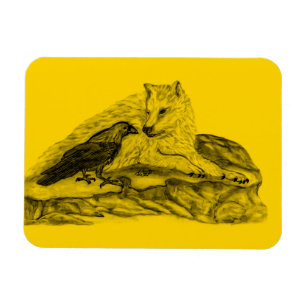 Magnet Flexible Loup et corbeau - Design noir et jaune