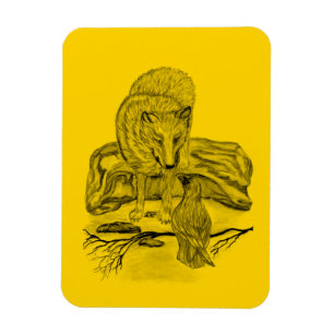 Magnet Flexible Loup et corbeau - Design noir et jaune