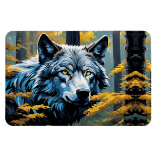 Magnet Flexible Loup gris en forêt dorée