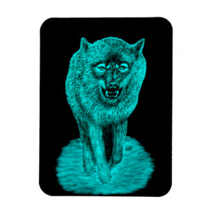 Magnet Flexible Loup noir en colère dans la nuit