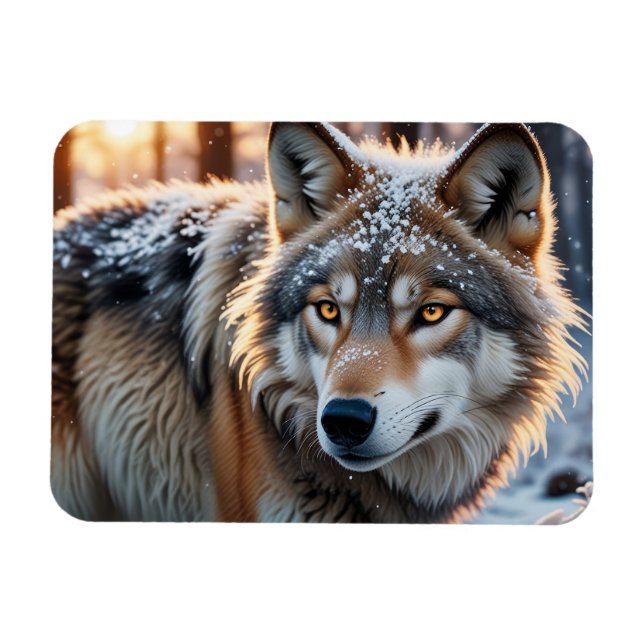 Magnet Flexible Loup sauvage en hiver (Horizontal)