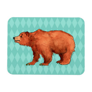 Magnet Flexible L'ours gris concernent le motif turquoise de