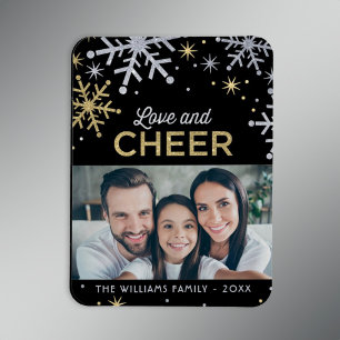 Magnet Flexible Love and Cheer Silver and Gold Snowflakes Photo