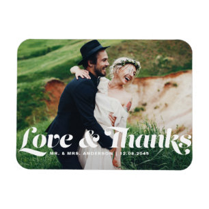 Magnet Flexible Love and Thanks Retro Script Photo Mariage