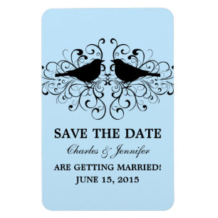 Magnet Flexible Love Bird Swirls Save the Date Magnet, Blue