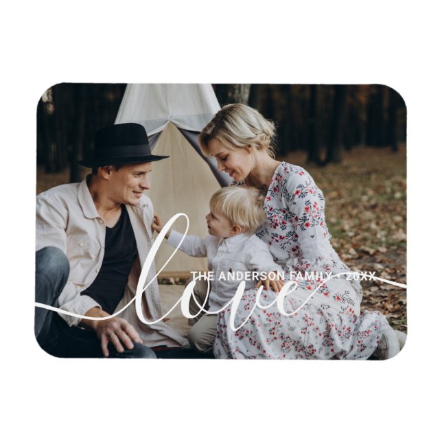 Magnet Flexible 'Love' Custom family photo with custom name (Horizontal)