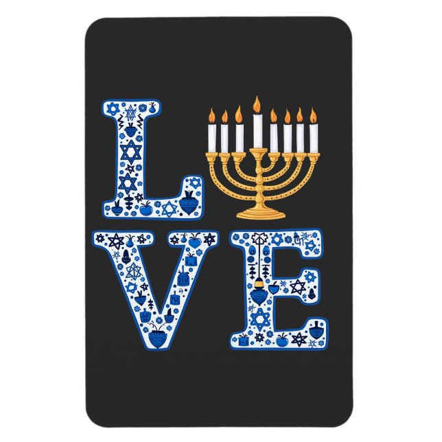 Magnet Flexible Love Hanoukka Jewish Holiday Menorah (Vertical)