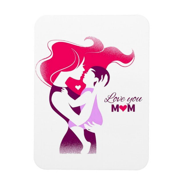 Magnet Flexible Love You Mom - Conception de la Fête des Mères mig (Vertical)