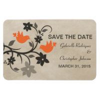 Lovebirds florale Sauvez l'aimant Date, Orange