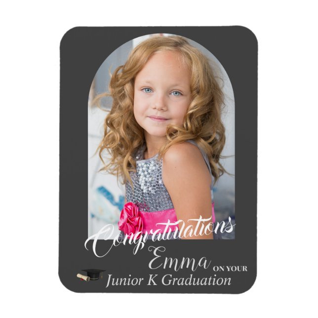 Magnet Flexible Lovely Grey Félicitations JK Graduation Photo (Vertical)