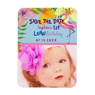 Magnet Flexible Luau 1er Anniversaire Photo Enregistrer La Date