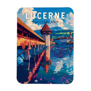 Magnet Flexible Lucerne Suisse Travel Art Vintage