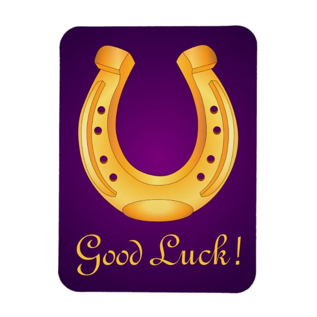 Magnet Flexible Lucky Golden Horseshoe Bonne chance Deep Purple (Vertical)