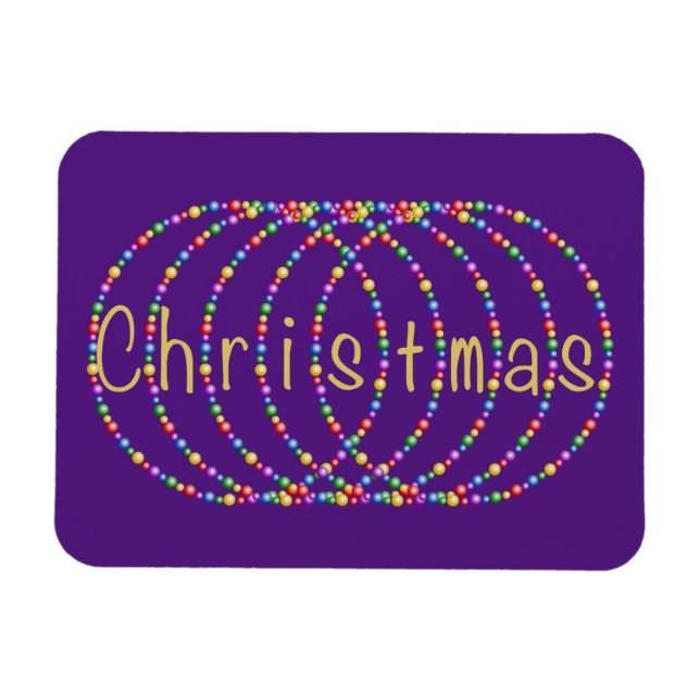 Magnet Flexible Lumières de Noël or Design sur violet (Horizontal)