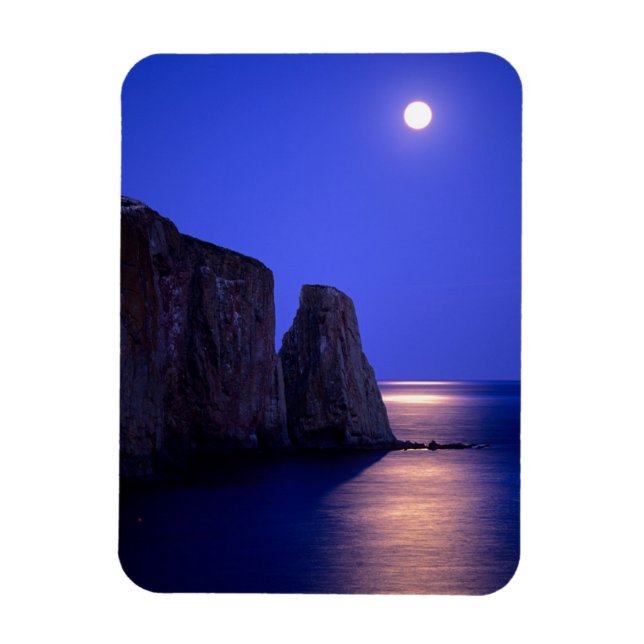 Magnet Flexible Lune au crépuscule | Rocher Percé côte de Gaspé Qu (Vertical)