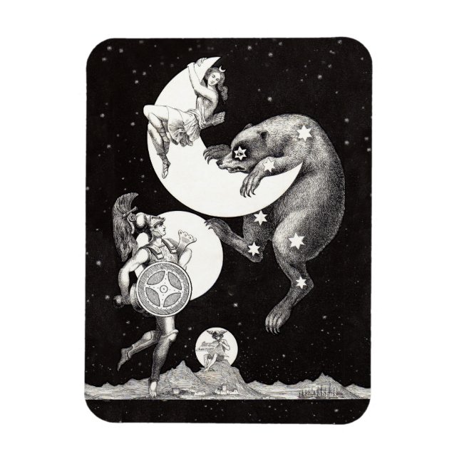 Magnet Flexible Lune céleste ciel Univers Dieu Nuit Illustration (Vertical)