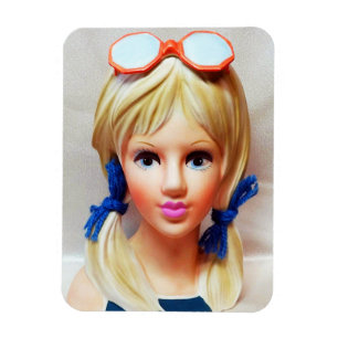 Magnet Flexible Lunettes de soleil Lady Head Ado Blonde Pigtails