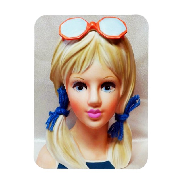 Magnet Flexible Lunettes de soleil Lady Head Ado Blonde Pigtails (Vertical)