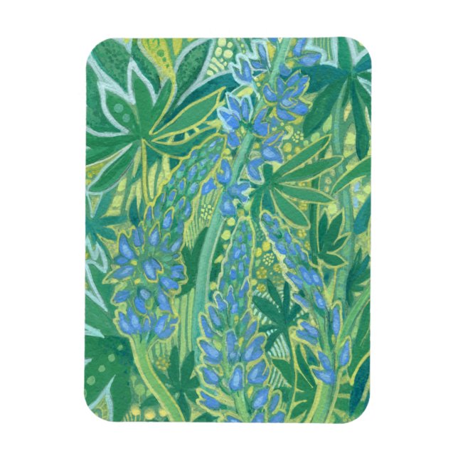 Magnet Flexible Lupine Flowers, Fleur sauvage d'été peinture flora (Vertical)