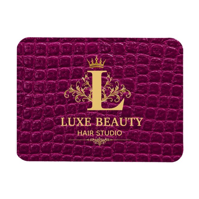 Magnet Flexible Luxury Crocodile Leather Monogram Gold Initial  (Horizontal)