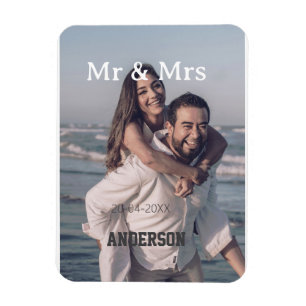 Magnet Flexible M. et Mme ajoutent le nom de famille photo date ma