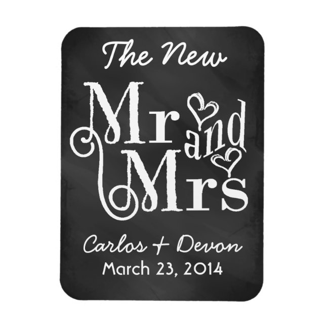 Magnet Flexible "M. et Mme." Mariage de tableau noir Souvenier Mag (Vertical)