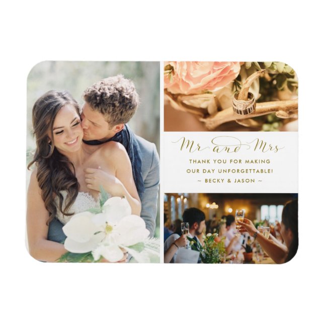 Magnet Flexible M. et Mme Mariage Merci Photo Collage (Horizontal)