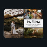 Magnet Flexible M. et Mme Merci Photo Collage noir et blanc<br><div class="desc">Mariage design "Mr and Mrs" merci magnets avec trois de vos photos de mariage préférées. Montrez à votre famille et à vos amis votre appréciation d'avoir participé à votre célébration mariage avec l'un de ces beaux cadeaux. Customisez avec votre message court et vos noms. Contactez-moi par le bouton ci-dessous si...</div>