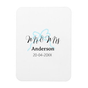 Magnet Flexible M & Mme ajoutent le nom de famille date année mari