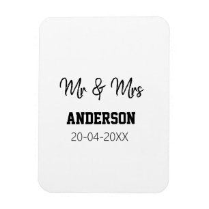 Magnet Flexible M. & Mme ajouter nom de famille date année mariage