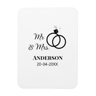 Magnet Flexible M. & Mme ajouter nom de famille date année mariage