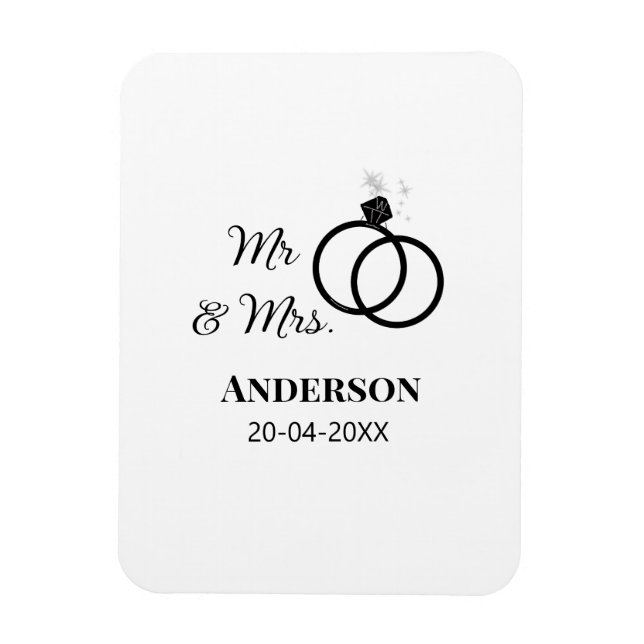 Magnet Flexible M. & Mme ajouter nom de famille date année mariage (Vertical)