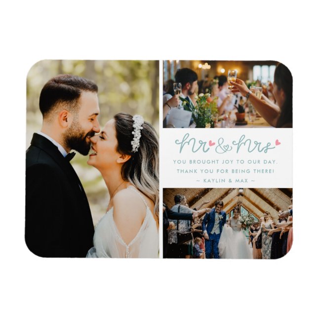Magnet Flexible M. Mme Photo Collage Mariage Merci (Horizontal)