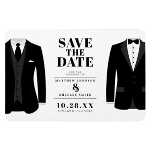 Magnet Flexible M. & Mr. Modern Black Mariage Tux - Sauvez la date