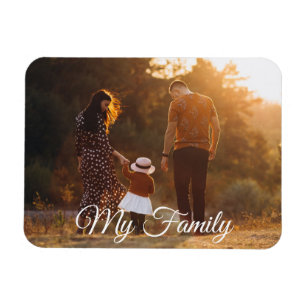 Magnet Flexible ma famille chic calligraphie photo vacances