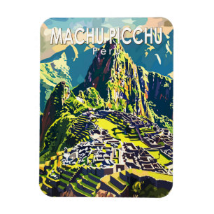 Magnet Flexible Machu Picchu Pérou Amérique du Sud Voyage Art Vint