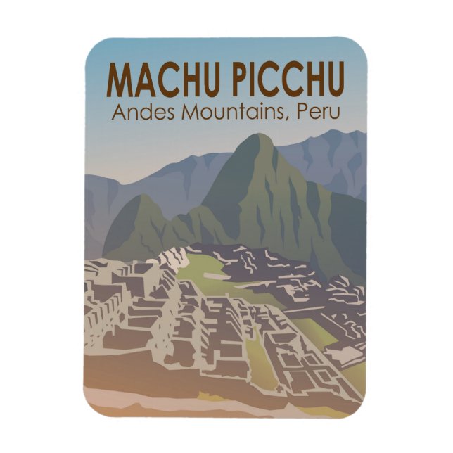 Magnet Flexible Machu Picchu Peru Travel Art Vintage (Vertical)