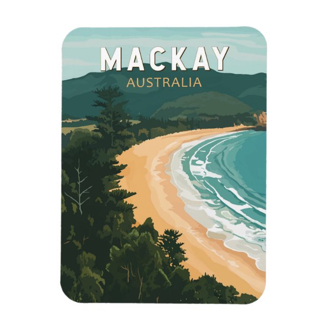 Magnet Flexible Mackay Australia Travel Art Vintage (Vertical)
