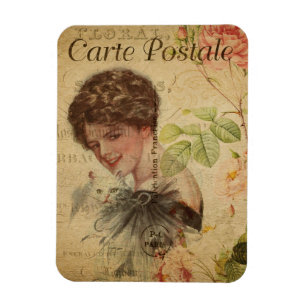Magnet Flexible Madame vintage de chat de Postale de carte du