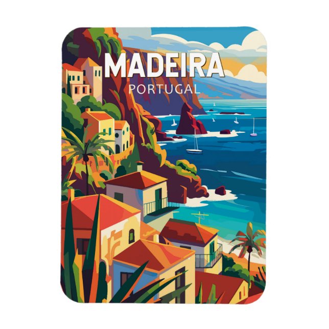 Magnet Flexible Madeira Portugal Travel Art Vintage (Vertical)