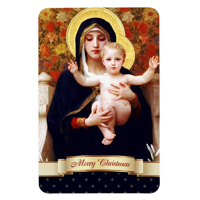Magnet Flexible Madonna de W.Bouguereau. Cadeau de Noël en beaux-a (Vertical)