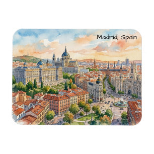 Magnet Flexible Madrid Espagne Peinture à l'aquarelle Architecture
