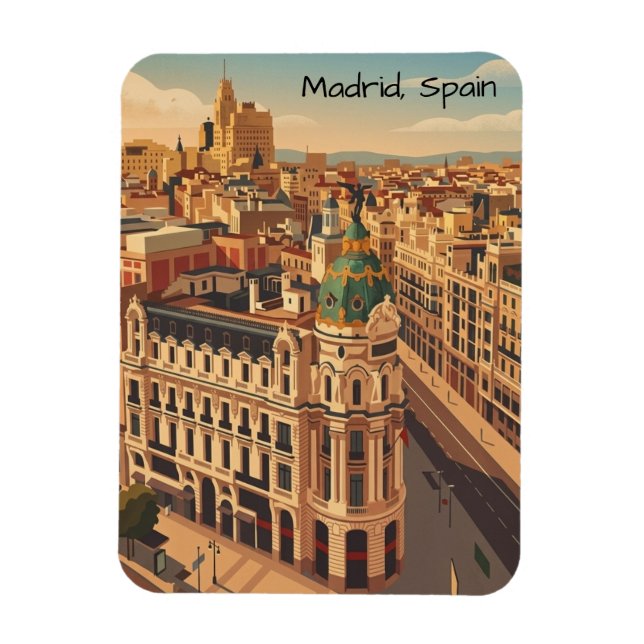 Magnet Flexible Madrid Espagne Silhouette de la ville Architecture (Vertical)