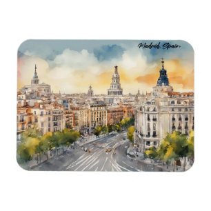 Magnet Flexible Madrid Espagne Ville Silhouette Aquarelle Peinture