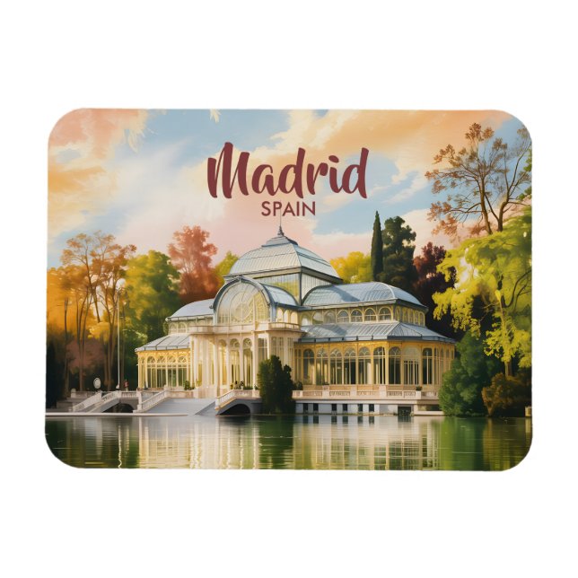 Magnet Flexible Madrid Spain Palacio de Cristal Watercolor Travel (Horizontal)