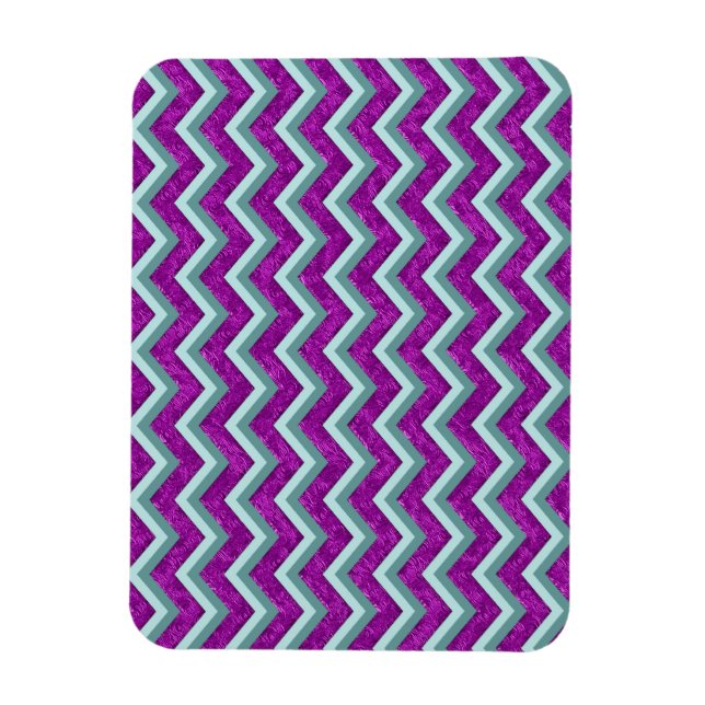 Magnet Flexible Magenta Foil et Turquoise ZigZag Motif (Vertical)