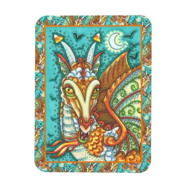MAGNET FLEXIBLE MAGIC CANDY CORN DRAGON, HALLOWEEN IMAGINAIRE BEAS (Vertical)