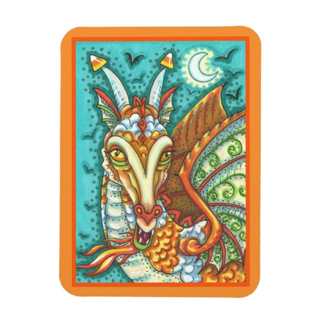 MAGNET FLEXIBLE MAGIC CANDY CORN DRAGON, HALLOWEEN IMAGINAIRE BEAS (Vertical)